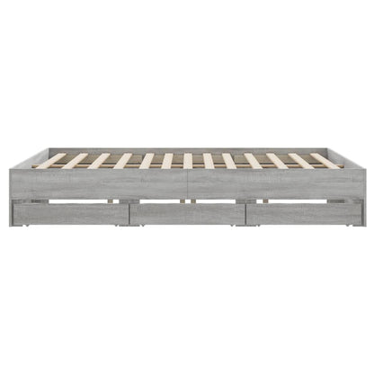 vidaXL Bed Frame with Drawers without Mattress Grey Sonoma 200x200 cm