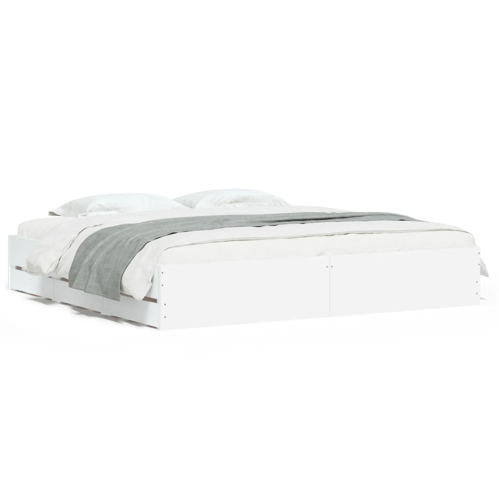 vidaXL Bed Frame with Drawers without Mattress White 180x200 cm Super King