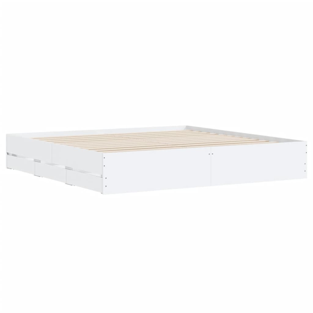 vidaXL Bed Frame with Drawers without Mattress White 180x200 cm Super King