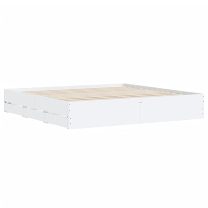 vidaXL Bed Frame with Drawers without Mattress White 180x200 cm Super King