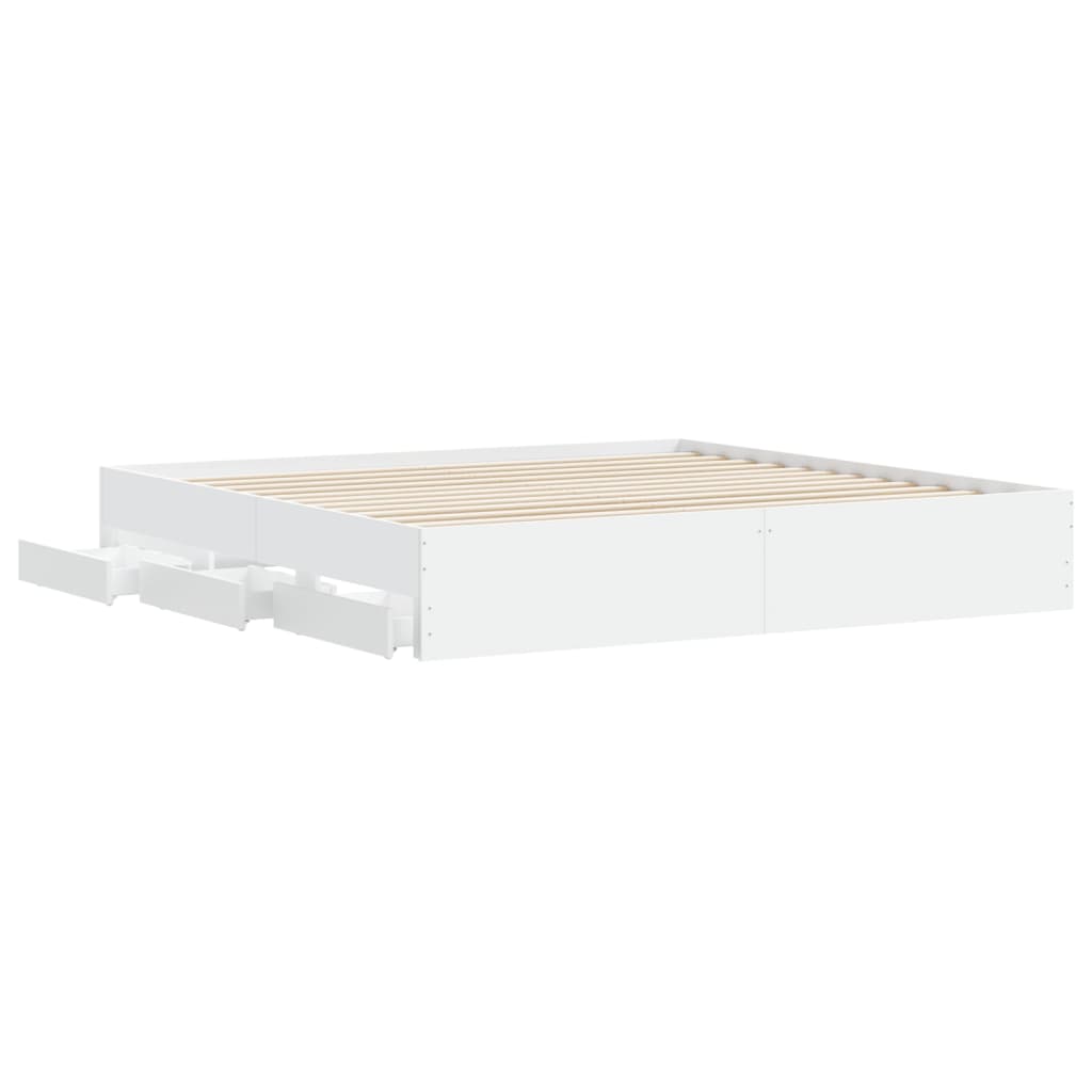 vidaXL Bed Frame with Drawers without Mattress White 180x200 cm Super King