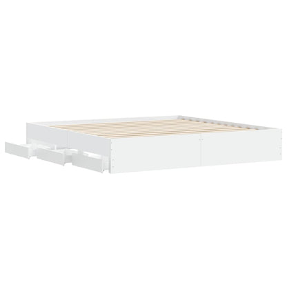 vidaXL Bed Frame with Drawers without Mattress White 180x200 cm Super King