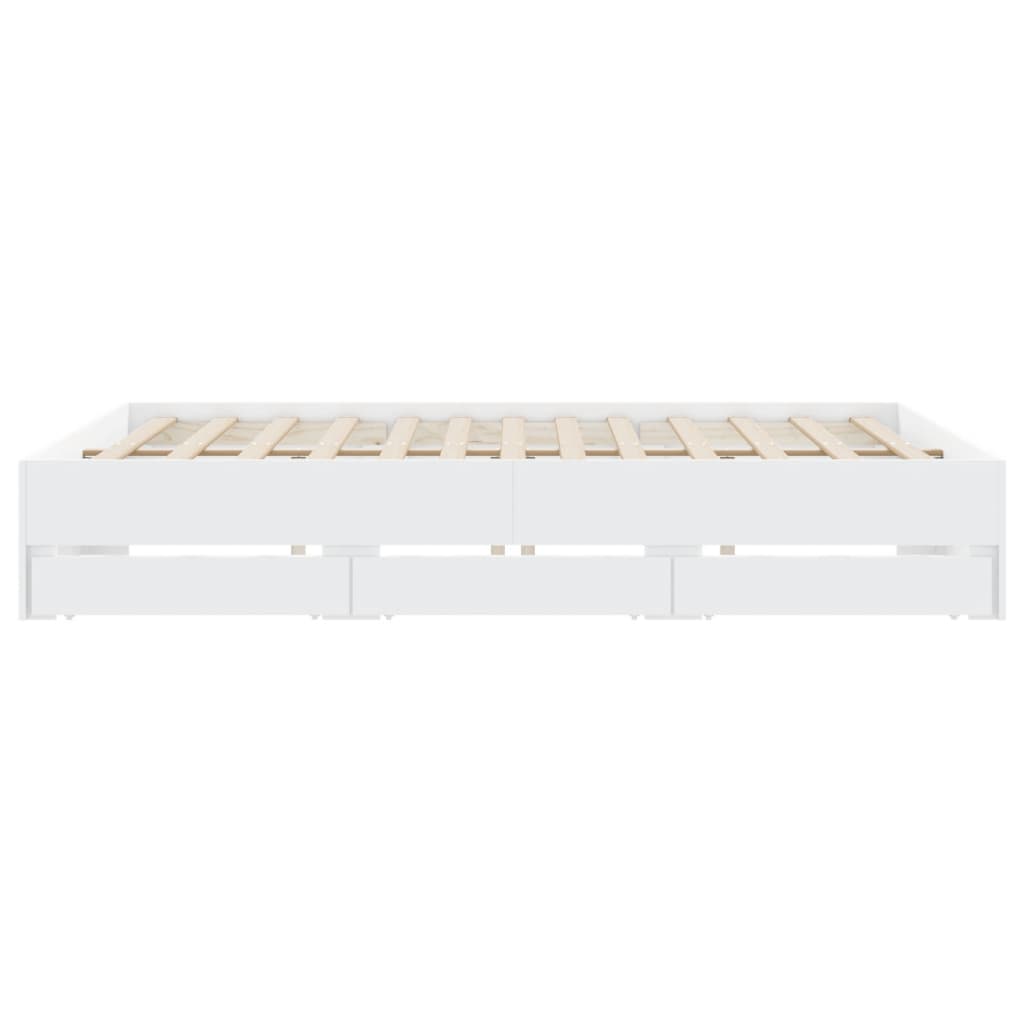vidaXL Bed Frame with Drawers without Mattress White 180x200 cm Super King