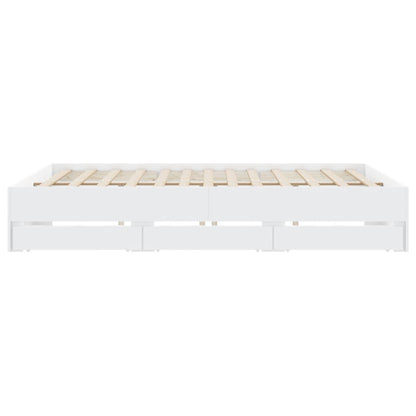 vidaXL Bed Frame with Drawers without Mattress White 180x200 cm Super King
