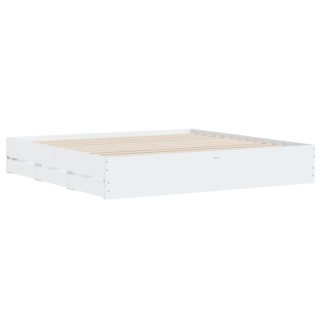 vidaXL Bed Frame with Drawers without Mattress White 180x200 cm Super King