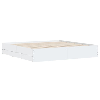 vidaXL Bed Frame with Drawers without Mattress White 180x200 cm Super King