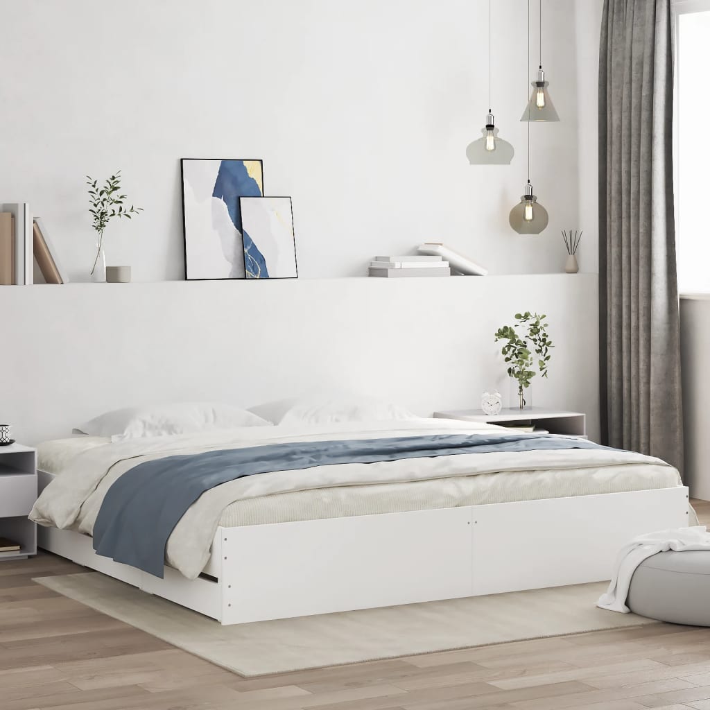 vidaXL Bed Frame with Drawers without Mattress White 180x200 cm Super King