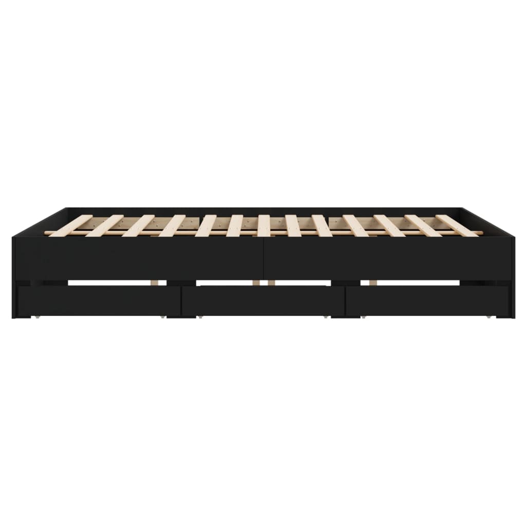 vidaXL Bed Frame with Drawers without Mattress Black 180x200 cm Super King