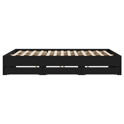 vidaXL Bed Frame with Drawers without Mattress Black 180x200 cm Super King
