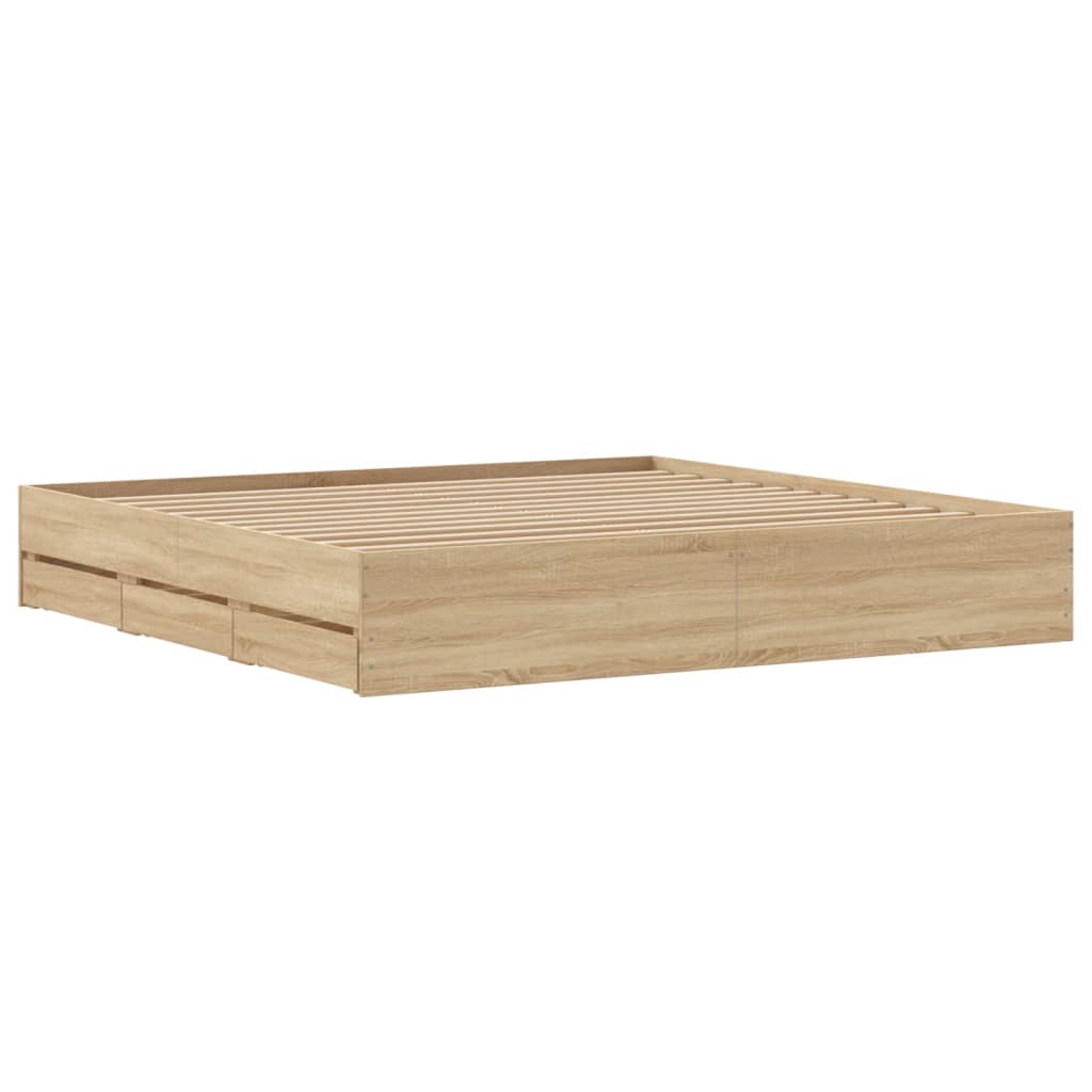 vidaXL Bed Frame with Drawers without Mattress Sonoma Oak 180x200 cm Super King
