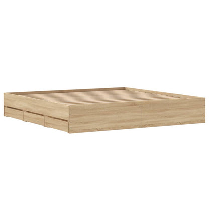 vidaXL Bed Frame with Drawers without Mattress Sonoma Oak 180x200 cm Super King