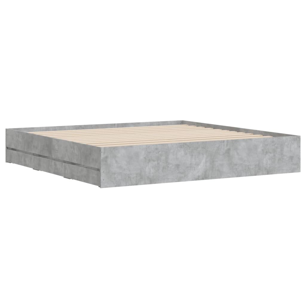 vidaXL Bed Frame with Drawers without Mattress Concrete Grey 180x200 cm Super King