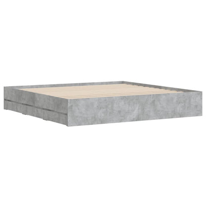 vidaXL Bed Frame with Drawers without Mattress Concrete Grey 180x200 cm Super King