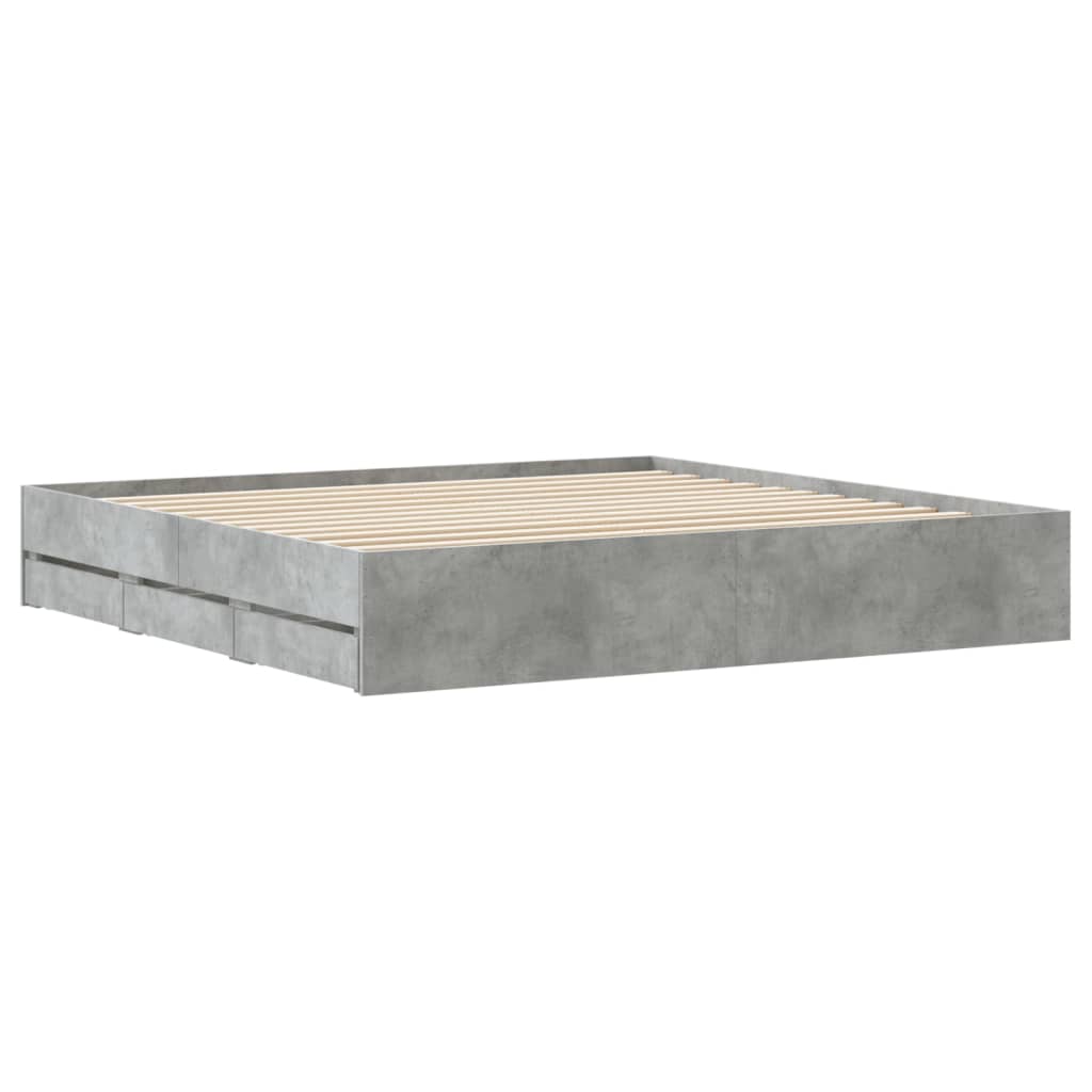 vidaXL Bed Frame with Drawers without Mattress Concrete Grey 180x200 cm Super King