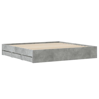 vidaXL Bed Frame with Drawers without Mattress Concrete Grey 180x200 cm Super King