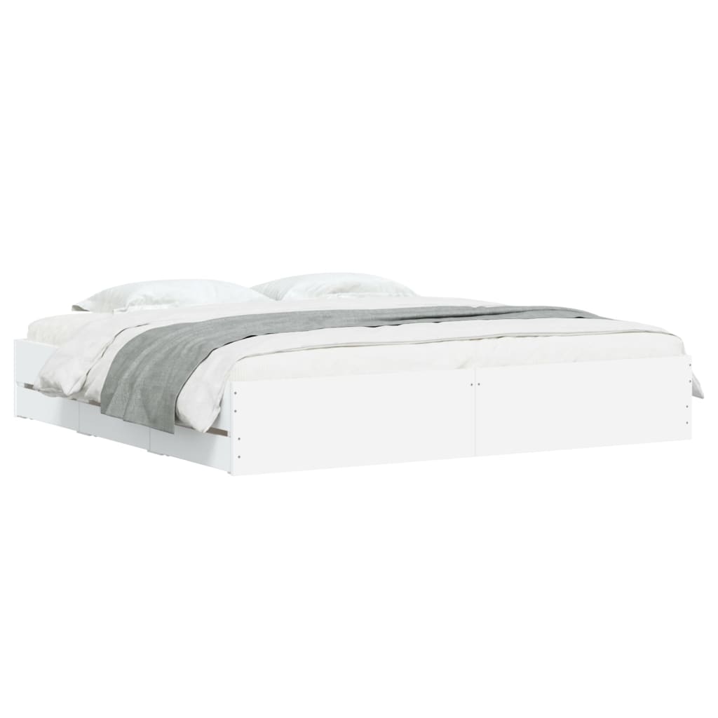 vidaXL Bed Frame with Drawers without Mattress White 160x200 cm