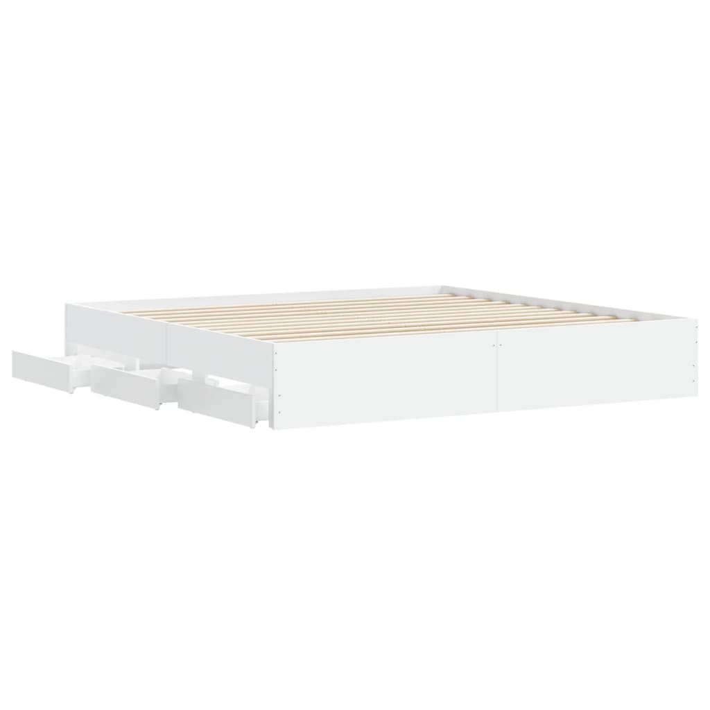 vidaXL Bed Frame with Drawers without Mattress White 160x200 cm