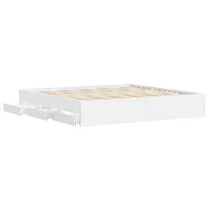 vidaXL Bed Frame with Drawers without Mattress White 160x200 cm