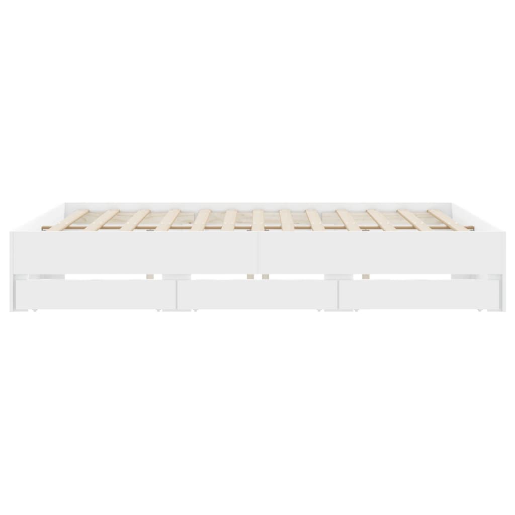 vidaXL Bed Frame with Drawers without Mattress White 160x200 cm