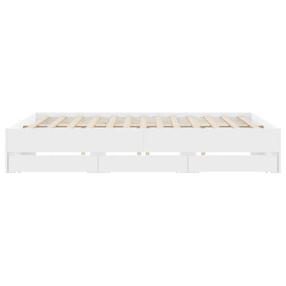 vidaXL Bed Frame with Drawers without Mattress White 160x200 cm