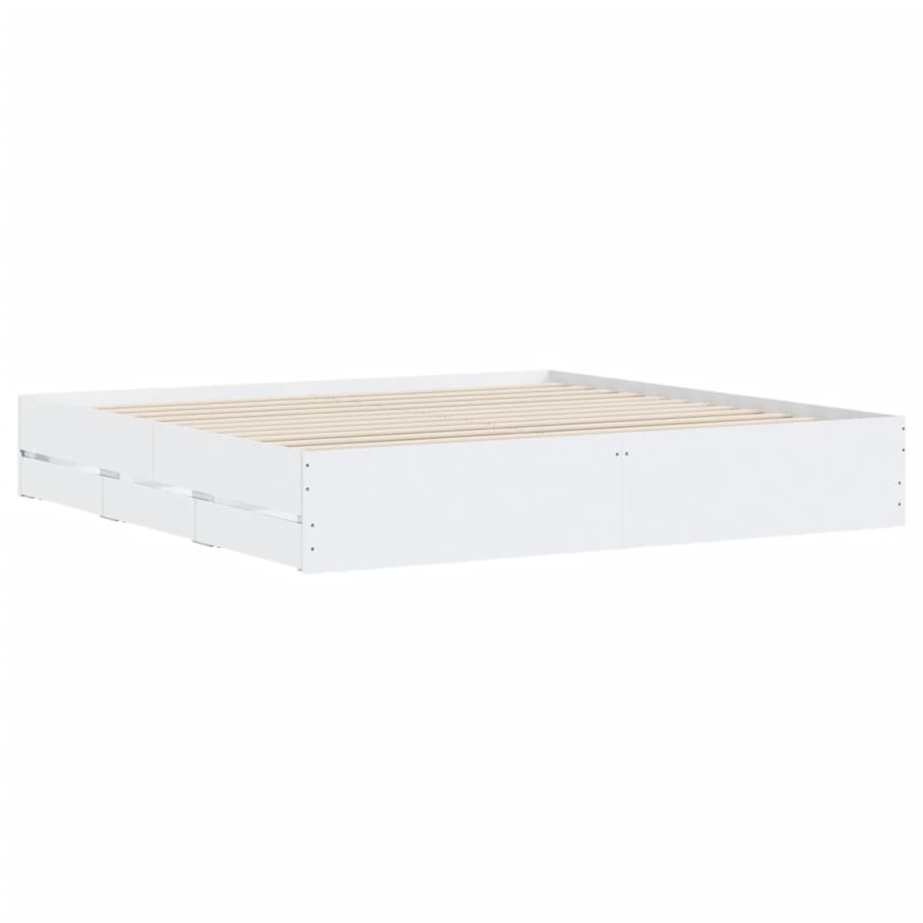 vidaXL Bed Frame with Drawers without Mattress White 160x200 cm