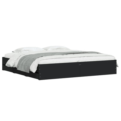 vidaXL Bed Frame with Drawers without Mattress Black 160x200 cm