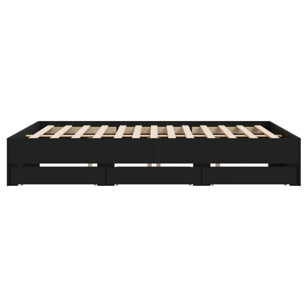 vidaXL Bed Frame with Drawers without Mattress Black 160x200 cm