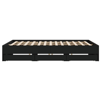 vidaXL Bed Frame with Drawers without Mattress Black 160x200 cm