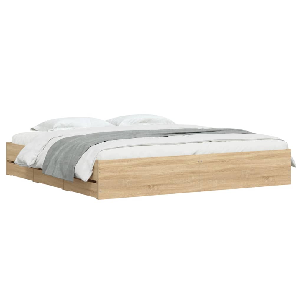 vidaXL Bed Frame with Drawers without Mattress Sonoma Oak 160x200 cm