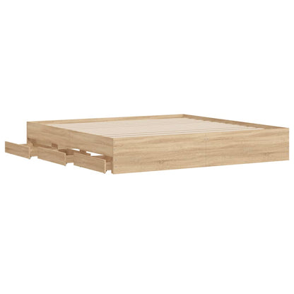 vidaXL Bed Frame with Drawers without Mattress Sonoma Oak 160x200 cm