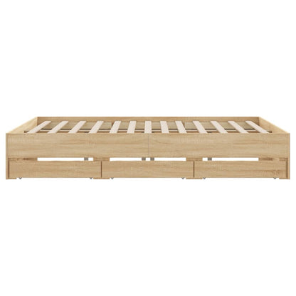 vidaXL Bed Frame with Drawers without Mattress Sonoma Oak 160x200 cm