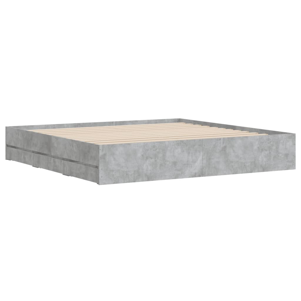 vidaXL Bed Frame with Drawers without Mattress Concrete Grey 160x200 cm