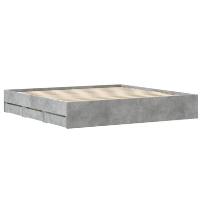 vidaXL Bed Frame with Drawers without Mattress Concrete Grey 160x200 cm