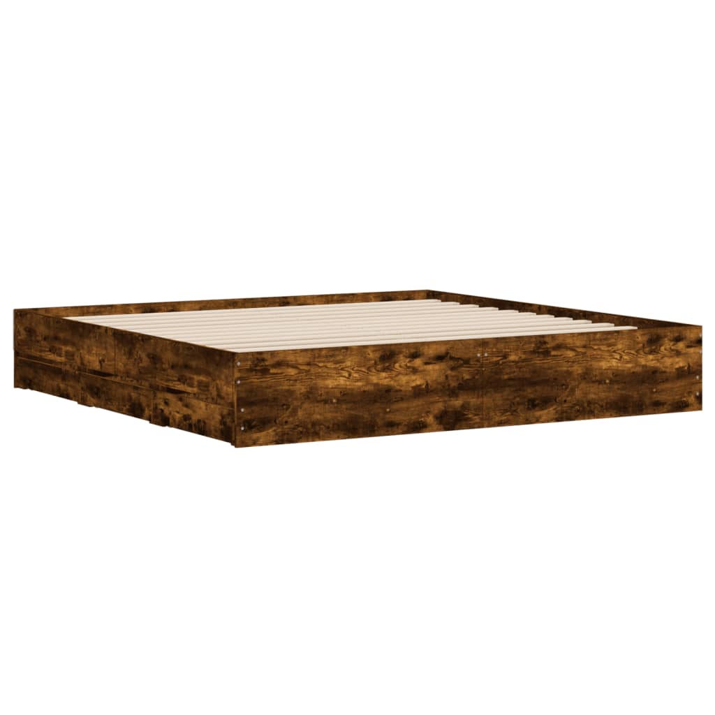 vidaXL Bed Frame with Drawers without Mattress Smoked Oak 160x200 cm