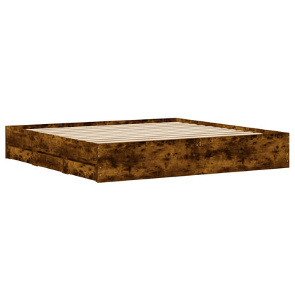 vidaXL Bed Frame with Drawers without Mattress Smoked Oak 160x200 cm