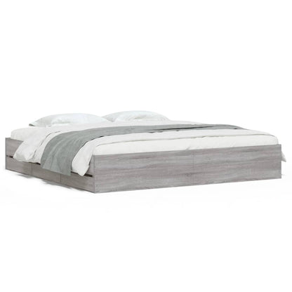 vidaXL Bed Frame with Drawers without Mattress Grey Sonoma 160x200 cm