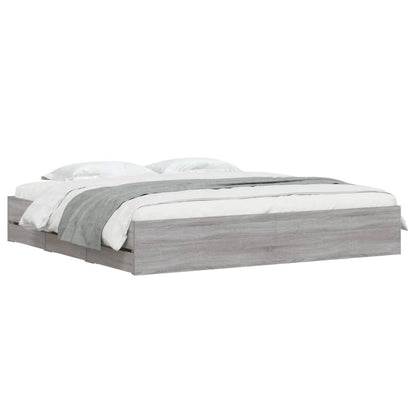 vidaXL Bed Frame with Drawers without Mattress Grey Sonoma 160x200 cm
