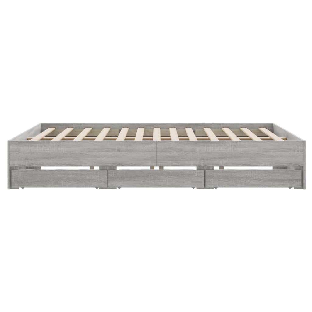 vidaXL Bed Frame with Drawers without Mattress Grey Sonoma 160x200 cm