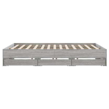 vidaXL Bed Frame with Drawers without Mattress Grey Sonoma 160x200 cm