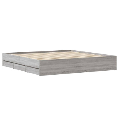vidaXL Bed Frame with Drawers without Mattress Grey Sonoma 160x200 cm