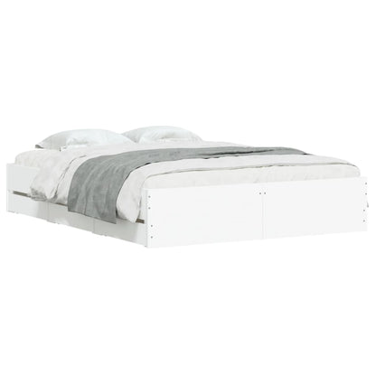 vidaXL Bed Frame with Drawers without Mattress White 150x200 cm King Size