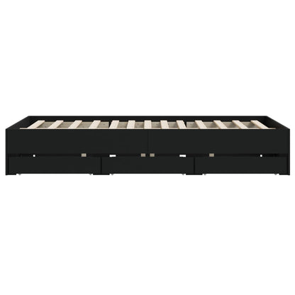 vidaXL Bed Frame with Drawers without Mattress Black 150x200 cm King Size