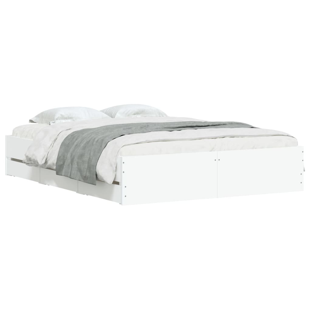 vidaXL Bed Frame with Drawers without Mattress White 140x200 cm