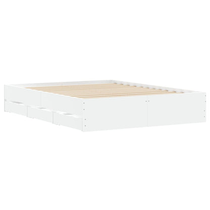 vidaXL Bed Frame with Drawers without Mattress White 140x200 cm