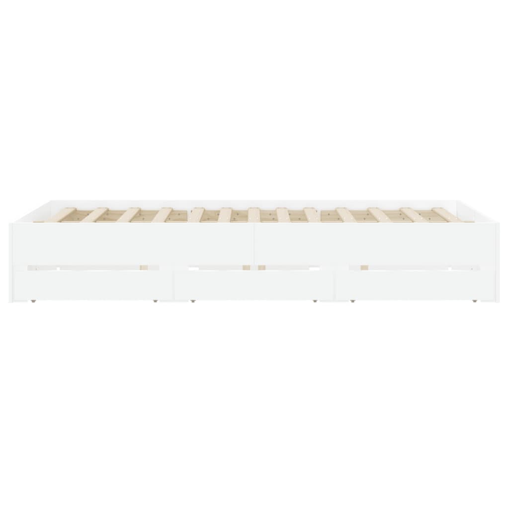 vidaXL Bed Frame with Drawers without Mattress White 140x200 cm