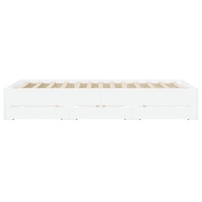vidaXL Bed Frame with Drawers without Mattress White 140x200 cm