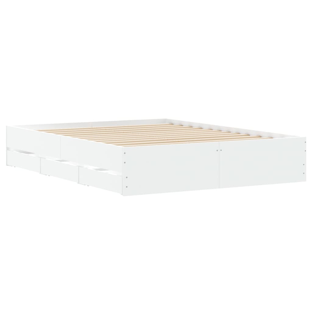 vidaXL Bed Frame with Drawers without Mattress White 140x200 cm
