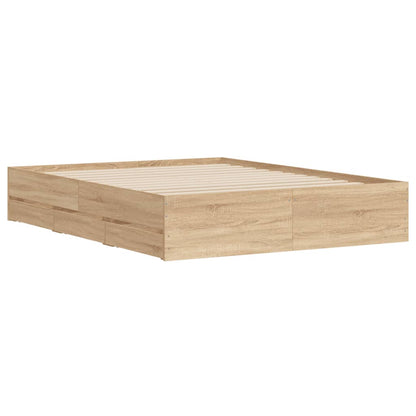 vidaXL Bed Frame with Drawers without Mattress Sonoma Oak 140x200 cm