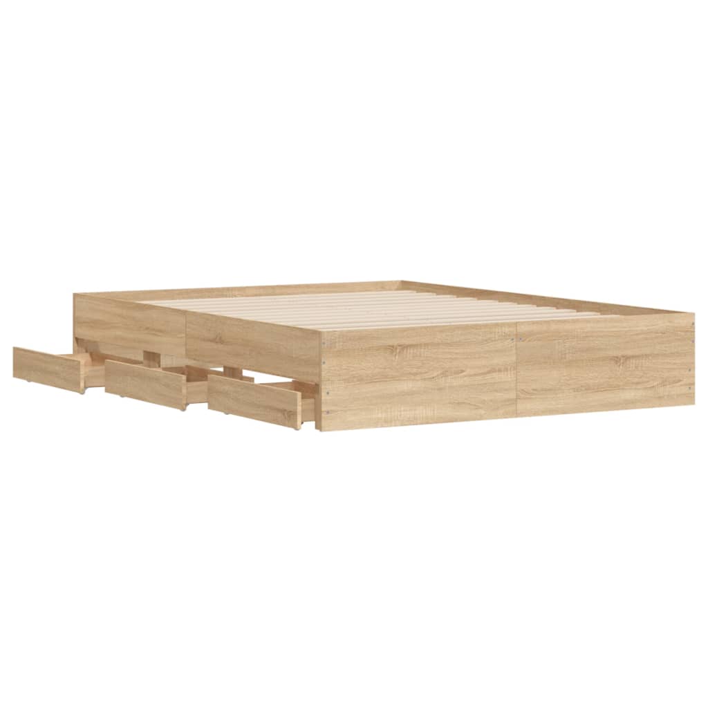 vidaXL Bed Frame with Drawers without Mattress Sonoma Oak 140x200 cm