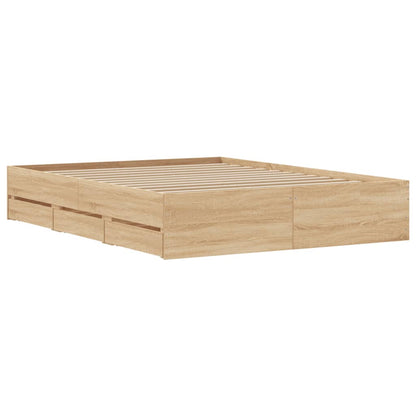 vidaXL Bed Frame with Drawers without Mattress Sonoma Oak 140x200 cm